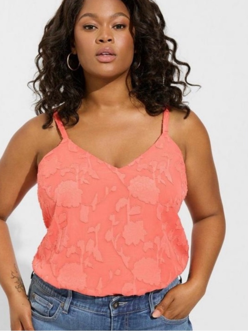 NEW! Torrid Coral Floral Clop Chiffon Swing Cami Size 6X